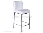 Addison Four Post Brushed Stainless Padded Breakfast Bar Stool - White