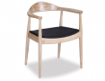 Hans Wegner Round Arm Chair PP503 Replica - Natural w/ Black Pad