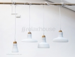 Original Shadows Pendants by Brokis - White Frost Glass Solid Oak Wood Neck (Set of 4)