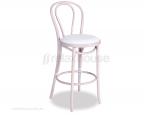 Original European Made Vienna 18 Bentwood Stool 68cm w/ White Pad - Michael Thonet Designed - Whitewash