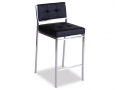 Balin Designer Modern Brushed Stainless Padded Breakfast Bar Stool - Black
