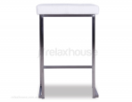Cantona Minimalist Modern Brushed Stainless Padded 75cm Bar Stool - White