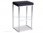 Cantona Minimalist Modern Brushed Stainless Padded 75cm Bar Stool - Black