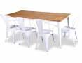 Tolix Table Replica 190cm White Solid Teak Wood Indoor Outdoor Table by Xavier Pauchard