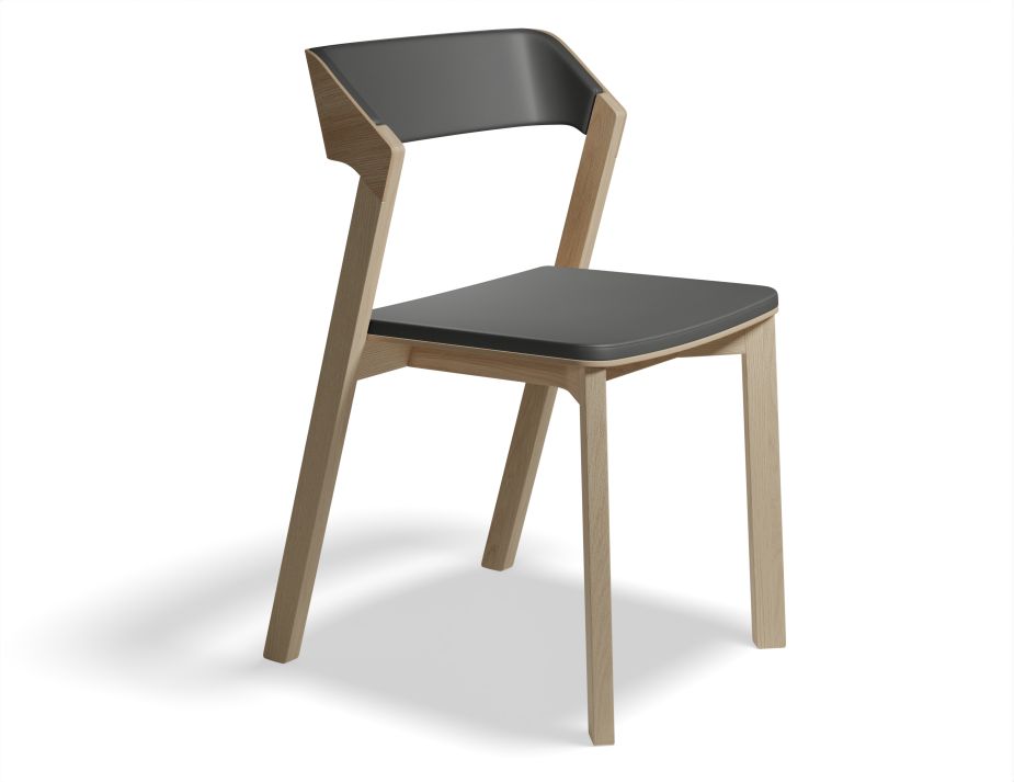 Merano Natural Oak Diningchair Black Pad