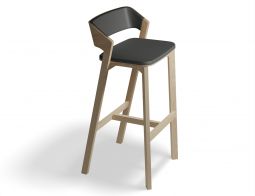 Merano Natural Oak Barstool Black Pad