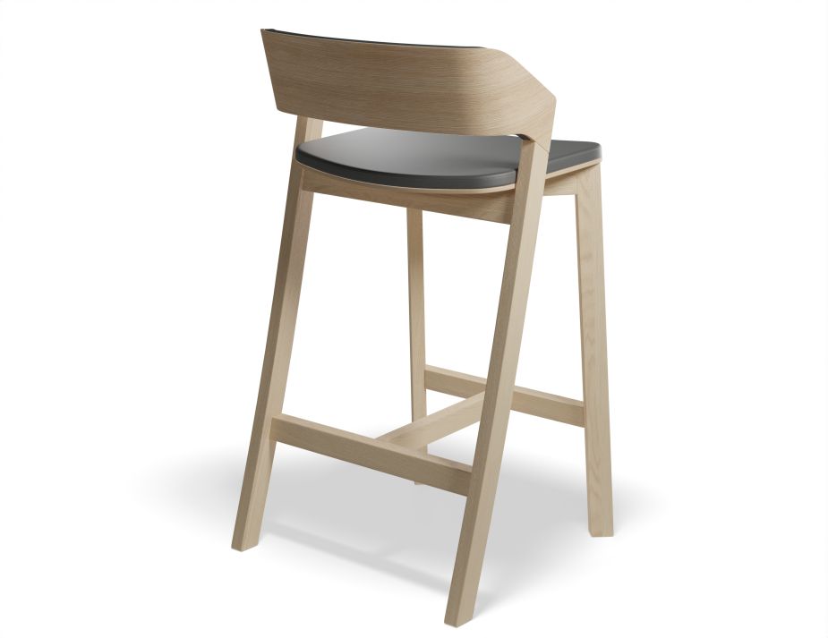 Merano Natural Oak Counterstool Black Pad Back