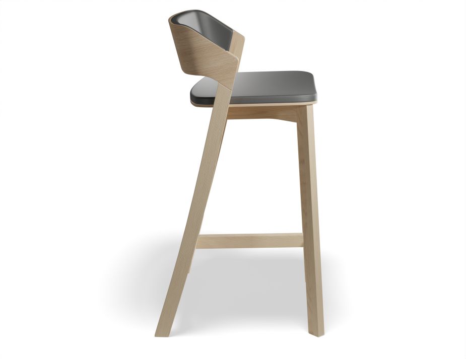 Merano Natural Oak Counterstool Black Pad Side