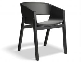 Merano Armchair - Black Stain Beechwood - Upholstered Seat and Back - Black - by TON
