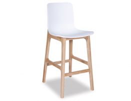  Kitchen Bench Seat Height 65cm  - White Seat - Natural Ash legs image