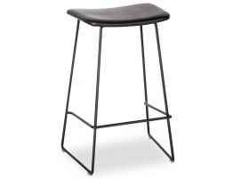 Winnie Stool - Black - Black Leather 