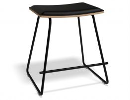 Hudson Low Stool Black Frame Black Upholstered