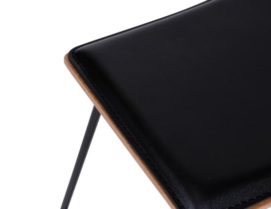 Hudson Low Stool Black Frame Black Upholstered