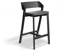 Merano Kitchen Stool - Black Stained - Black Pad - by TON