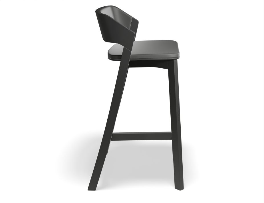 Merano Blackstained Beechwood Counterstool Black Pads Side