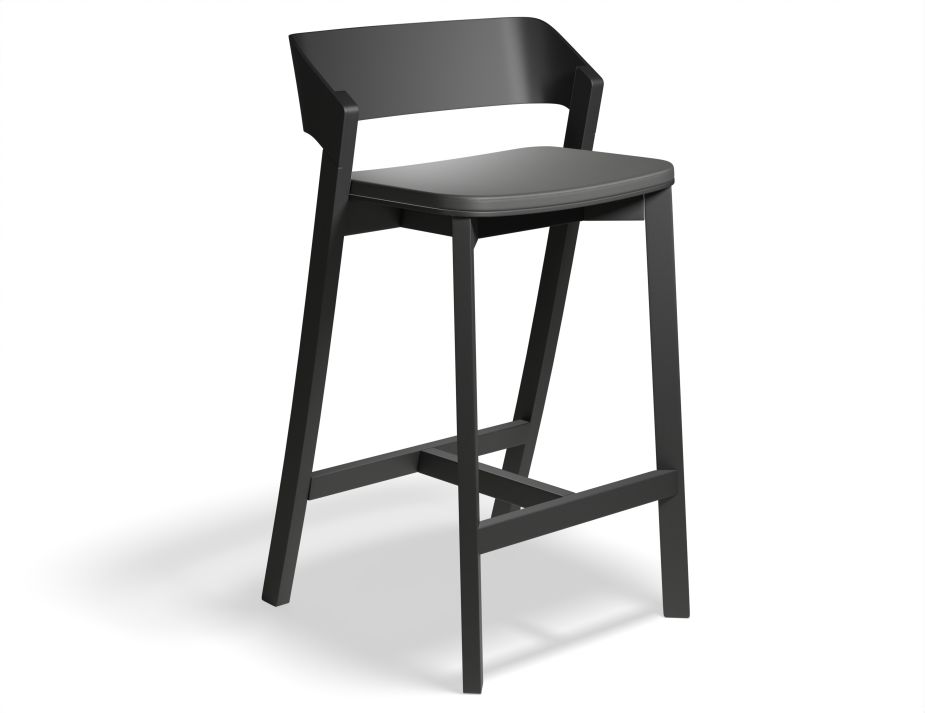 Merano Blackstained Beechwood Counterstool Black Pads