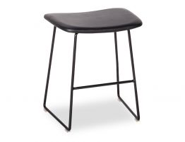 Winnie Low Stool - Black - Black Leather 