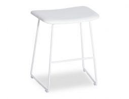 White Leather Low Stool