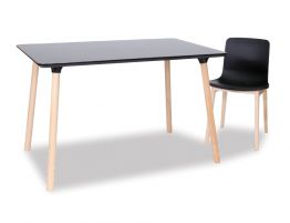 Massa Table - 120x80cm - Natural Legs - Black Top 