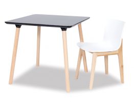 Massa Table - 80x80cm - Natural Legs - Black Top ***Clearance***