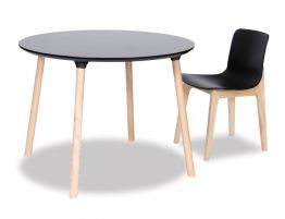 Massa Table - Round 100cm - Natural Legs - Black Top ***Clearance***