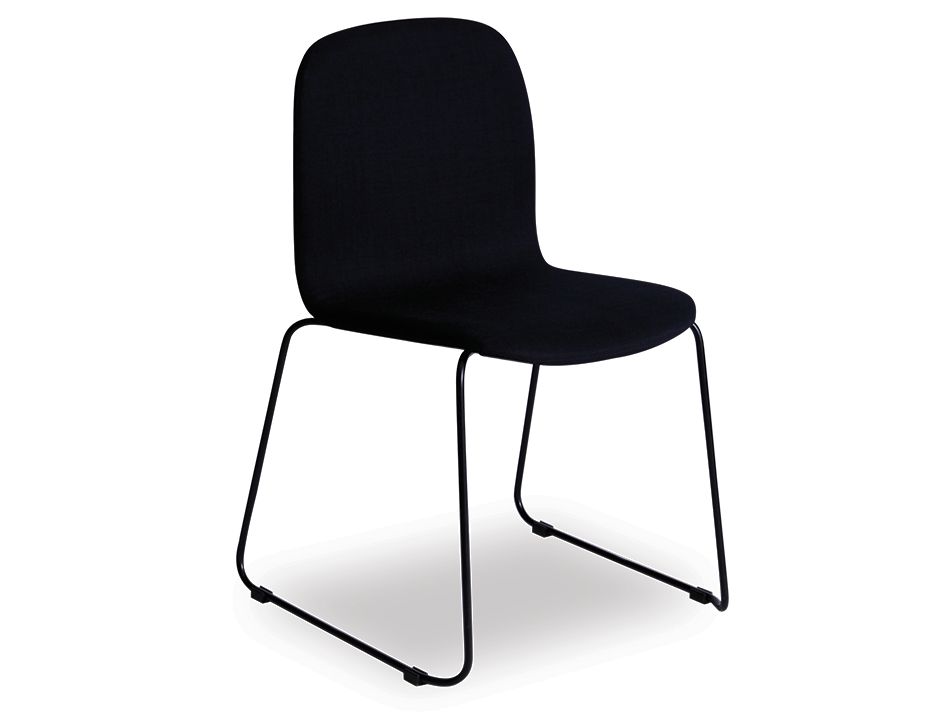 Flip Chair   Black Upholstered Top   BlackSled Legs