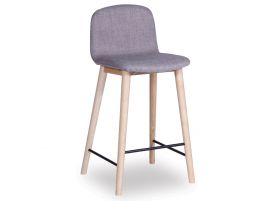 Castle Stool - Natural - Grey Fabric 