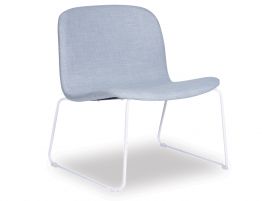 Flip Lounge Chair - White Sled - Grey Fabric