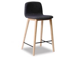 Castle Stool - Natural - Charcoal Fabric