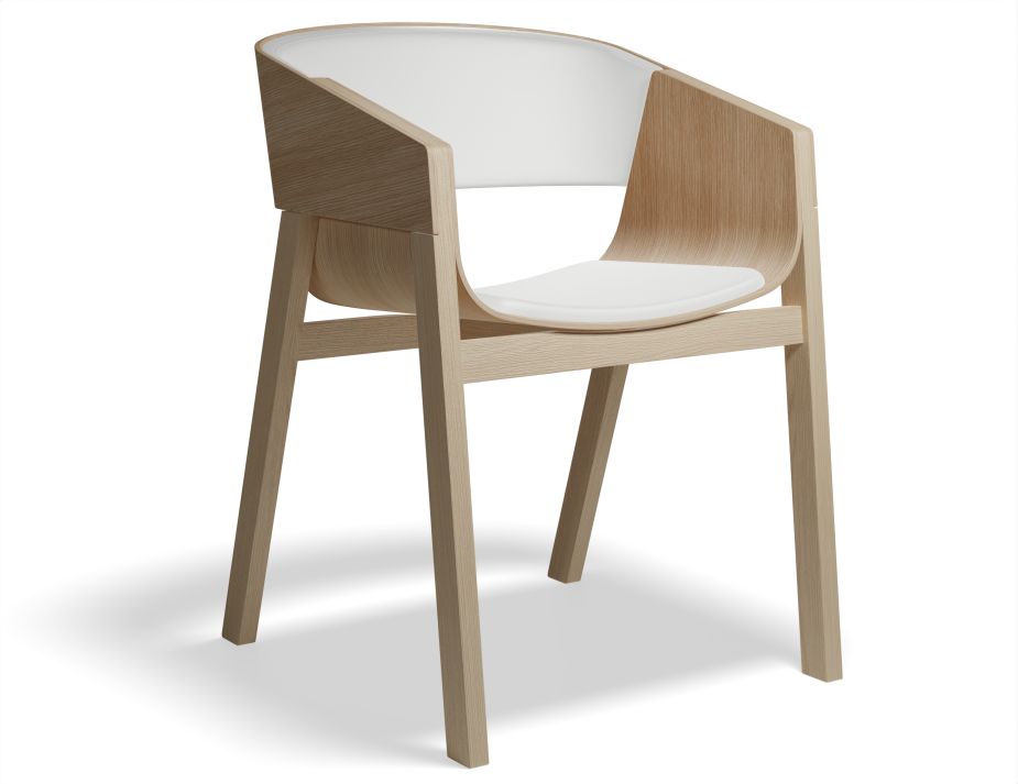 Merano Natural Oak Armchair White Pads