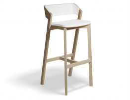 Merano Stool - Natural Oak - White Pad - by TON