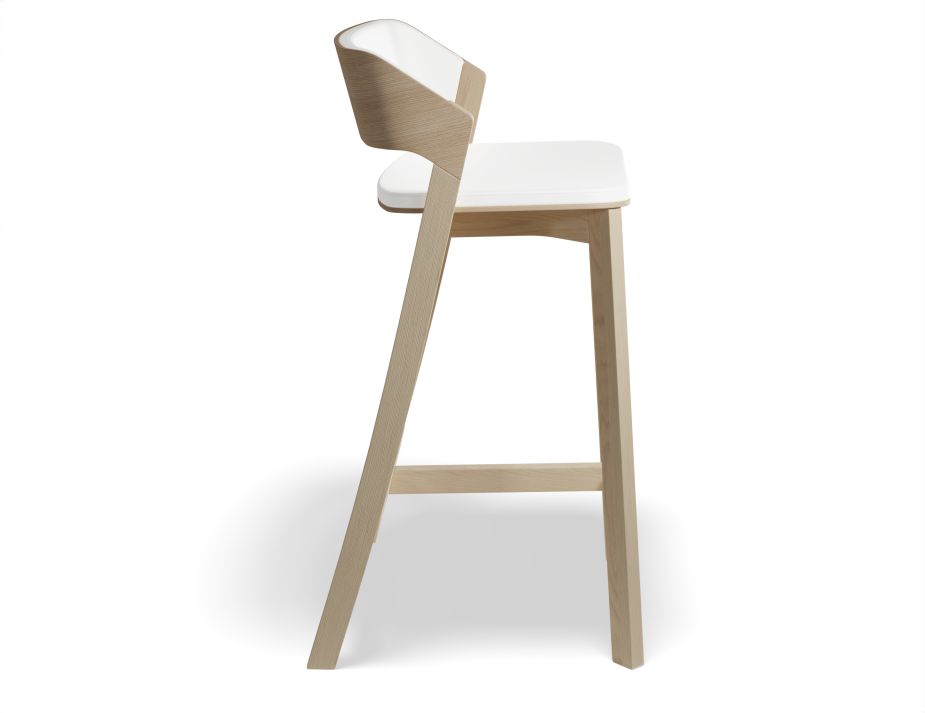 Merano Natural Oak Counterstool White Pad Side