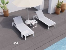 White Alvor Sun Lounge Modern Outdoor