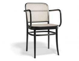 811 Hoffmann Armchair - Black Stain - Cane Seat - Cane Backrest - by TON