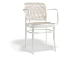 811 Hoffmann Armchair - White - Cane Seat - Cane Backrest - by TON