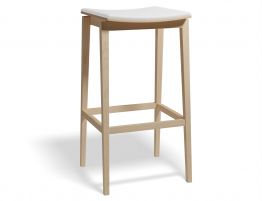 Stockholm Kitchen Stool - Natural Oak - White Pad - by TON