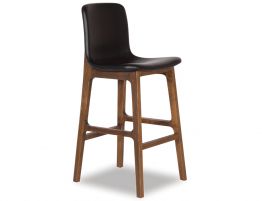 Kitchen Bench Seat Height 66cm - Black Seat - walnut legs image