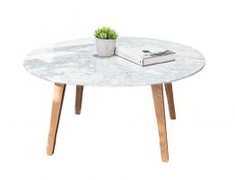 Copenhagen 80cm Coffee Table - Round Marble Top/Solid Oak Legs