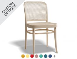 811 Hoffmann Chair - Natural Wood Seat - Cane Backrest - by TON
