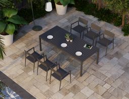 Halki Charcoal Table Chair Set Modern Outdoor Dining