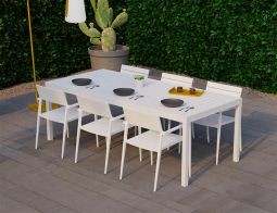 Halki White 220 Outdoor Tucked 6 Chairs