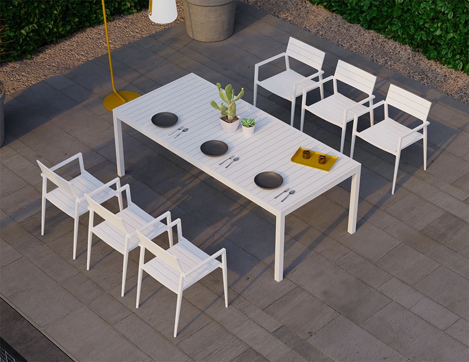 Halki White Outdoor Dining Set Modern