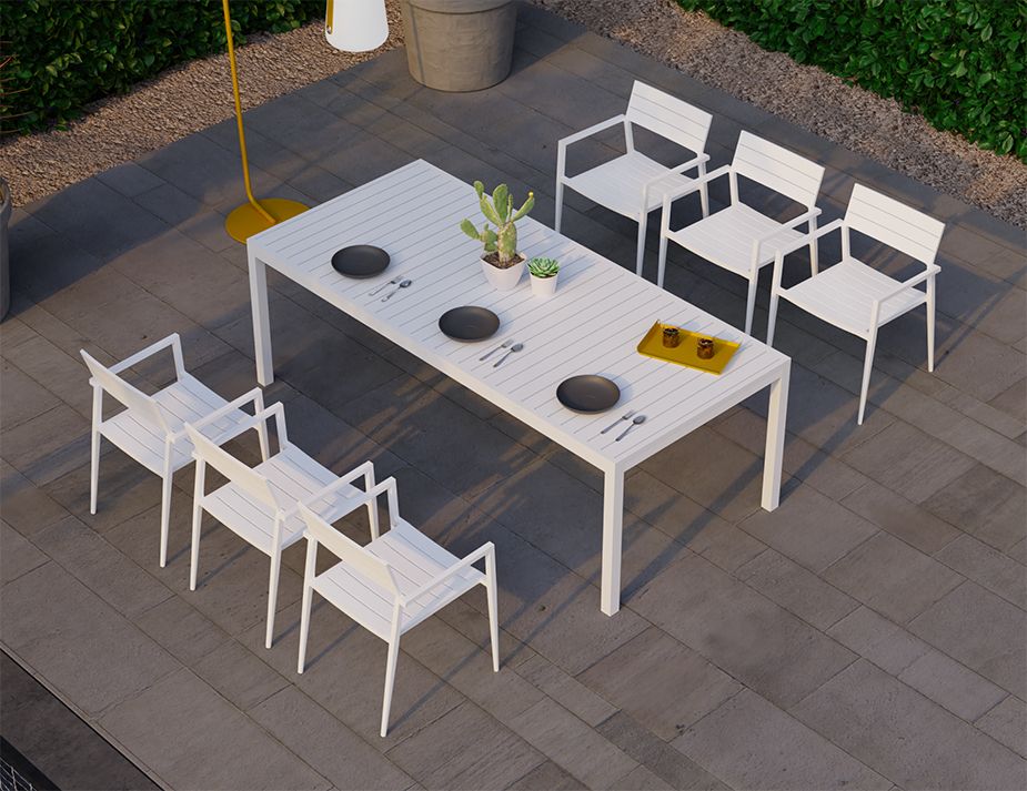 White shop patio table