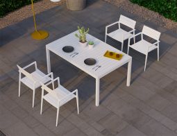 Halki White 160 Outdoor Dining Table 4 Seater