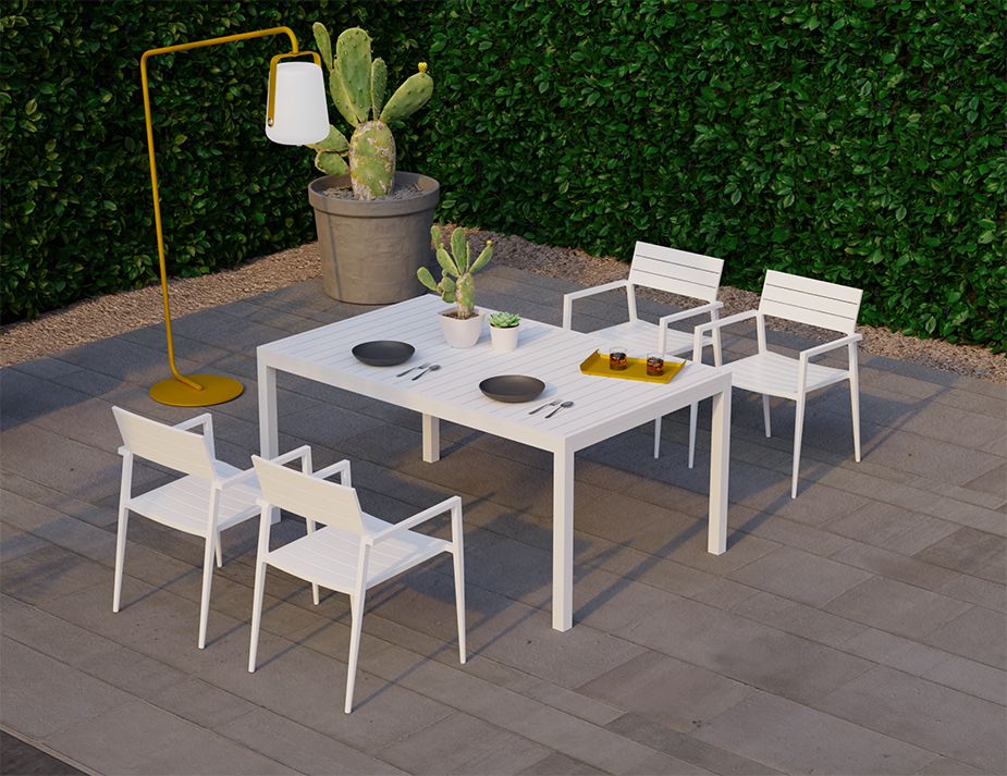 Halki 160 White Outdoor Dining Set