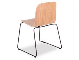 Flip Chair Stacking Black Steel Base Timber Seat