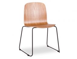 Flip Chair Stacking Black Steel Timber Seat