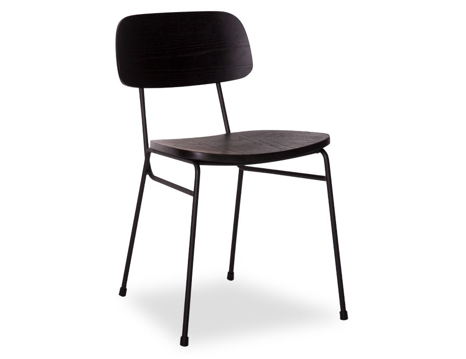 Archie Matte Black Frame With Black Stained Timber Seat