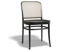 811 Hoffmann Chair - Black Stain - Wood Seat - Cane Backrest - by TON