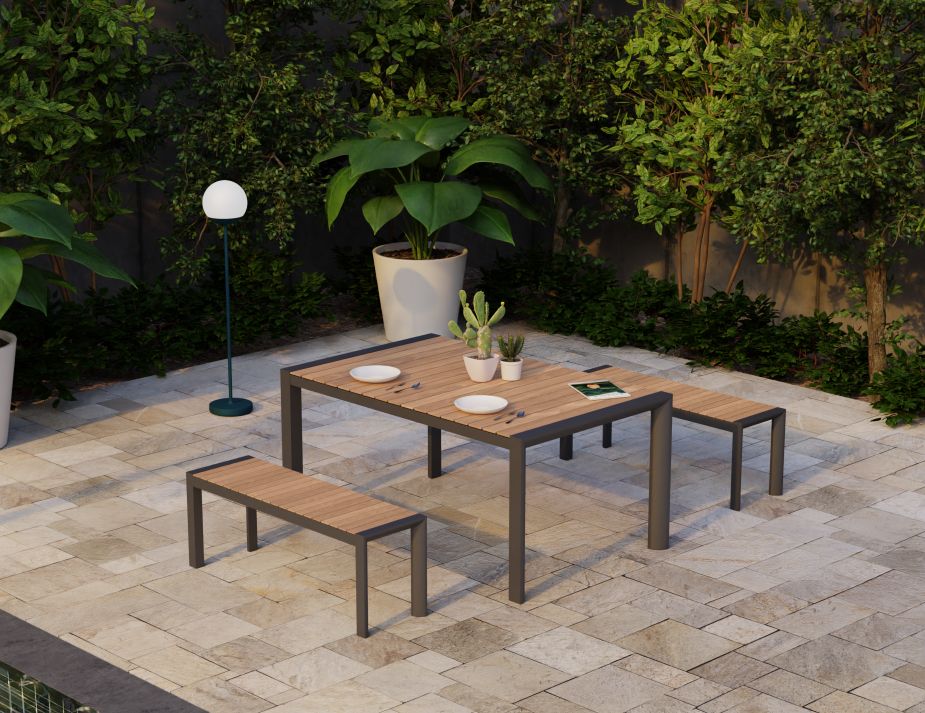 Vydel Solid Teak Bench Seat 120cm Matt Charcoal